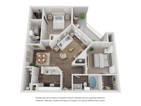 B1  2 Bedroom x 2 Bath 1,019sf